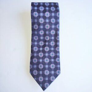 Canali Italy 100% Silk Tie Office Quiet Luxury Geometric Purple & Blue  EUC